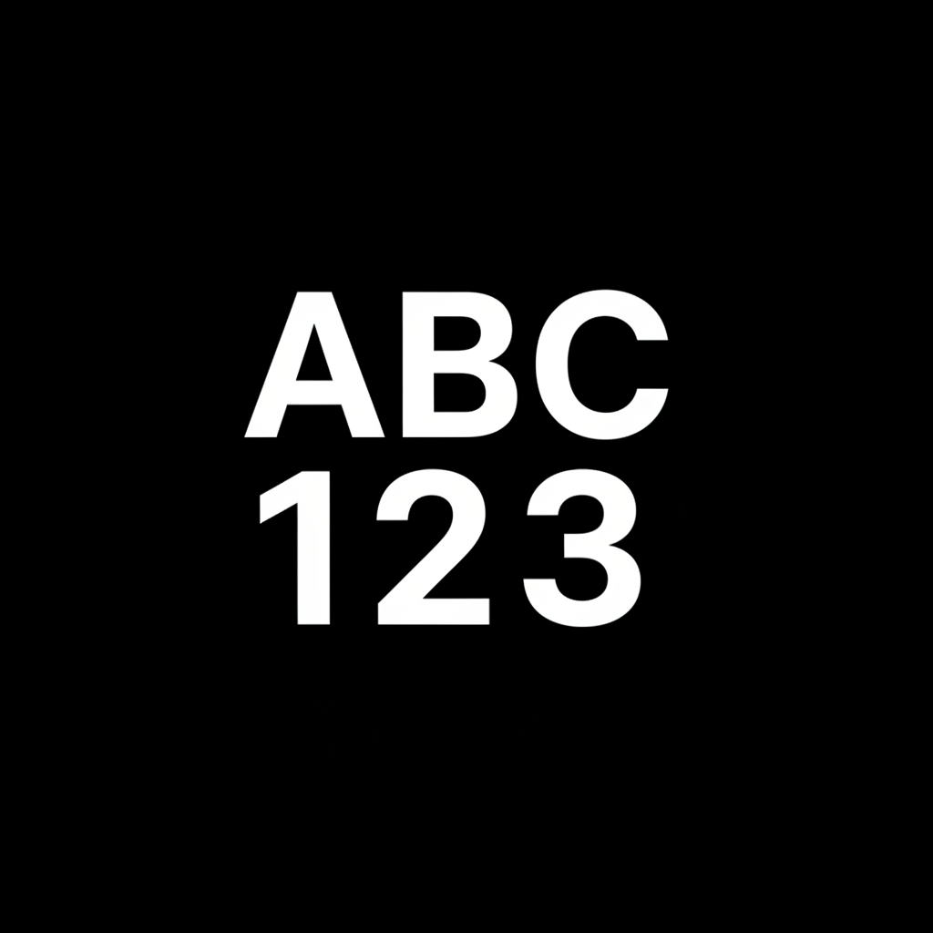 Peux-tu générer une image carrée pour SHopify. L’image doit avoir un fond blanc, les lettres ABC détourées et, en dessous des lettres, les chiffres 123 détourés. ABC et 123 doivent avoir la même taille et la même largeur.
